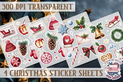Christmas Watercolor Sticker Sheet Winter 4 PNG Product Image 1