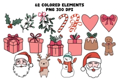 Christmas Coquette Clipart PNG Elements &amp; Seamless Patterns Product Image 3