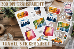 Travel sticker sheet Outdoor Scrapbook PNG Wanderlust Camp Product Image 1