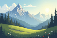 Scene Mountain Green Meadow background Product Image 1