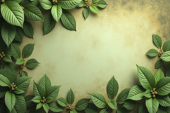 Green Leaf Border Background Wallpaper Product Image 1