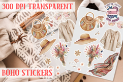 Boho sticker sheet Summer Scrapbook PNG Hippie Free Product Image 1