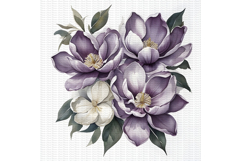 11 Purple Flowers Bouquet Clipart, Violet Floral Product Image 1