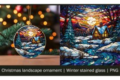 Christmas landscape ornament | Winter stained glass | PNG Product Image 1