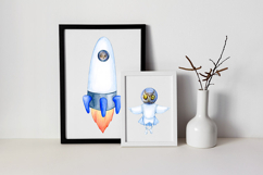 Watercolor Space Animals Clipart Cosmic Safari Set. Patterns Product Image 6