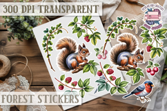 Forest Animals sticker sheet Scrapbook PNG Nature Watercolor Product Image 1