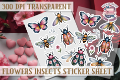 Flowers Insect sticker sheet Bugs Scrapbook PNG Butterfly Product Image 1