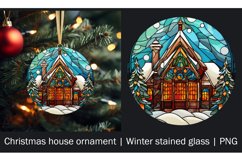 Christmas house ornament | Winter stained glass | PNG Product Image 1