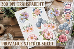 Cozy sticker sheet Flowers Scrapbook PNG Provence Product Image 1