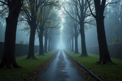 Foggy Trrees Background Wallpaper Product Image 1