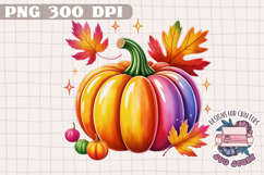 Autumn Pumpkin Sublimation design Fall Decorative Color PNG Product Image 1