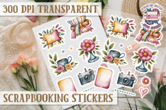 Scrapbooking sticker sheet Cute Funny PNG Watercolor School Product Image 1