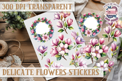 Summer sticker Delicate Scrapbook PNG Flowers Botanical Product Image 1