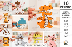Animal Clothespin Puppets Bundle Laser Cut. Kids Toy SVG Product Image 1
