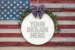 4th of July Round Wood Sign Mockup - Door Wood Sign Product Image 1