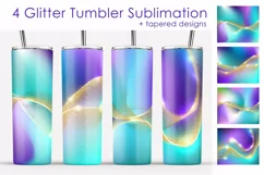 Glitter Tumbler Sublimation, Golden Waves Tumbler Design Product Image 1