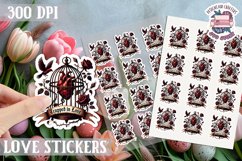 Love sticker Sheet Valentine Day Lovers Gothic Skull PNG Product Image 1