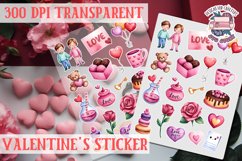Love sticker Sheet Valentine Day Lovers Funny Heart PNG Product Image 1