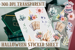 Halloween sticker sheet Creepy Scrapbook PNG Funny Skulls Product Image 1