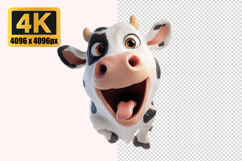 Cheerful Cartoon Style Cow Transparent PNG Product Image 1