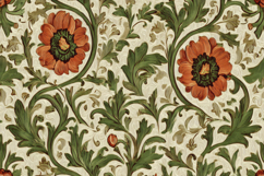 Orange Flower Green Leaves Pattern Background Product Image 1
