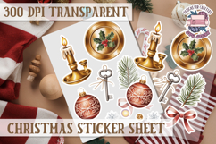 Christmas Watercolor Sticker Sheet Winter Cute Holiday PNG Product Image 1