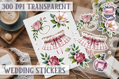 Boho sticker sheet Wedding Scrapbook PNG Love Aesthetic Product Image 1