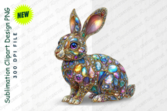 Jeweled Rabbit Clipart Illustration With Gold Details PNG Product Image 1