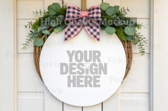 Easter Round Wood Sign Mockup - Door Wood Sign Product Image 1