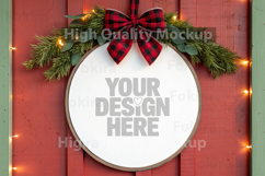 Christmas Round Wood Sign Mockup - Door Wood Sign Product Image 1