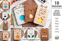 3D Cute Notebook Covers Bundle Laser Cut. Journal Cover SVG Product Image 1