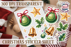 Christmas Watercolor Sticker Sheet Winter Cute Holiday PNG Product Image 1