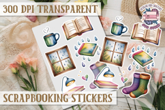 Scrapbooking sticker sheet Cute Funny PNG Watercolor School Product Image 1