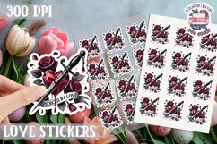 Love sticker Sheet Valentine Day Lovers Gothic Skull PNG Product Image 1