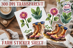 Farm sticker sheet Harvest Scrapbook PNG Vegetables Cozy Product Image 1