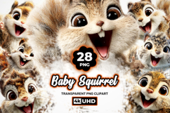 Baby Squirrel Clipart Bundle 28 PNG Transparent BG Product Image 1