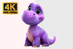 Cute Purple Baby Dinosaur Transparent PNG Product Image 1