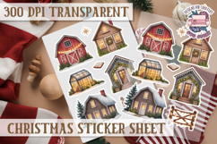 Christmas Sticker Sheet Watercolor Winter Holiday PNG Product Image 1