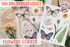 Summer sticker flowers butterfly Spring Botanical PNG Product Image 1