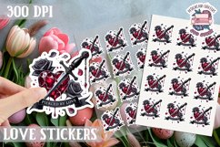 Love sticker Sheet Valentine Day Lovers Gothic Skull PNG Product Image 1