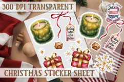 Christmas Watercolor Sticker Sheet Winter Cute Holiday PNG Product Image 1