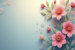 Pink Flower With Leaves Background Product Image 1