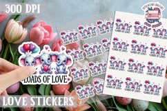 Love sticker Sheet Valentine Day Cute Animals Quote PNG Product Image 1