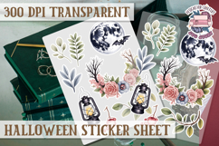 Halloween sticker sheet Creepy Scrapbook PNG Funny Skulls Product Image 1