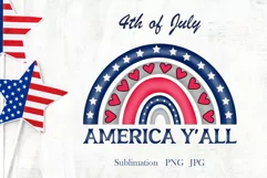 4th of July, Patriotic rainbow, America y'all, sublimation Product Image 1