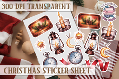 Christmas Watercolor Sticker Sheet Winter Cute Holiday PNG Product Image 1