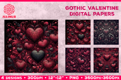 Gothic Valentine Digital Papers Bundle Product Image 18