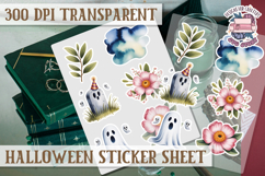 Halloween sticker sheet Creepy Scrapbook PNG Funny Skulls Product Image 1