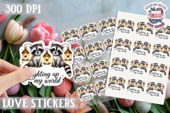 Love sticker Sheet Valentine Day Cute Animals Quote PNG Product Image 1