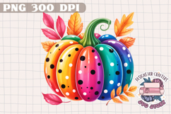 Autumn Pumpkin Sublimation design Fall Decorative Color PNG Product Image 1